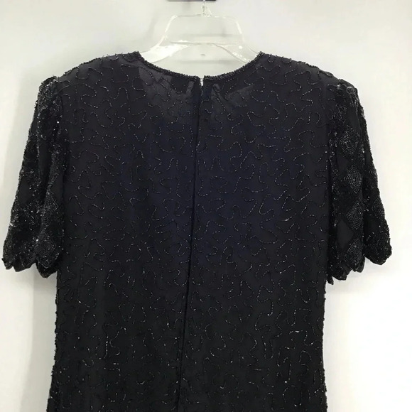 Laurence Kazar Vintage Silk Beaded Sequins Cocktail Party Dress Size Medium - Picture 7 of 11